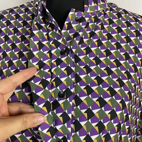 NM Neiman Marcus Geometric Print Blouse Size M NEW - Picture 6 of 10
